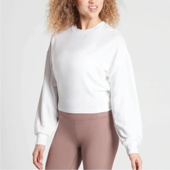 Athleta yoga open back cross tie sweater top tencell Cotton blend - Picture 3 of 10